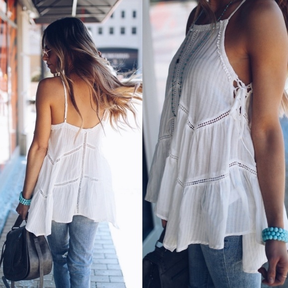🚫RESERVED🚫Doe & Rae Boho Lace Up Swing Tank NWT - Picture 2 of 3